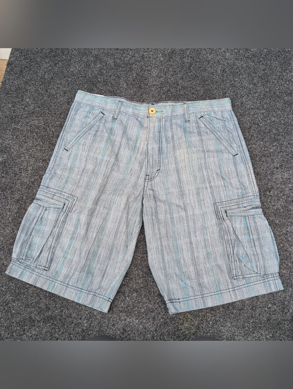 Vtg Levis Silvertab Shorts Mens 36 Blue Glen Plaid Relaxed Denim Jean Jorts Y2K